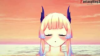 Kokomi in bikini gives a stunning blowjob in Genshin Impact short clip