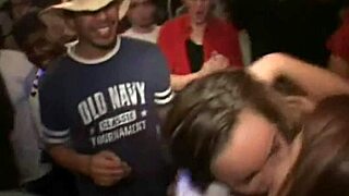 During a college party, coed teens explore lesbian fun outdoors with voyeurs watching