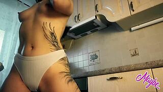 Cute Asian teen rides big dildo in tight pussy