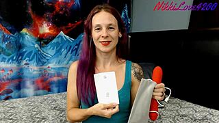 petite girl explores dildo and vibrator in intimate review