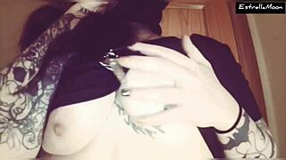 Chubby European woman smokes cigarette in two horny videos.