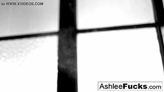 Ashlee Graham smokes and masturbates, showing her big natural tits