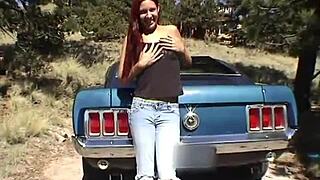 Hot misty shows her perfect body and fingers her pussy outdoor