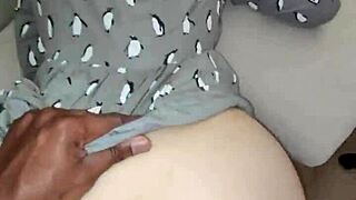 Sexy girl lounges on my couch