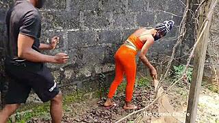 young landlord fucks new tenant's wife outdoors with monster cock