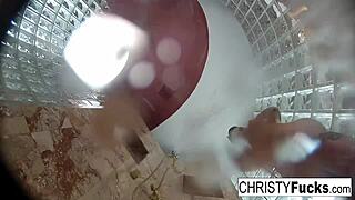 Hot shower fun with Christy, Dahlia, Ivan.