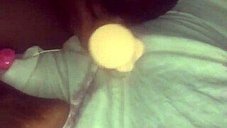 she rides dildo in pussy and anal until creampie