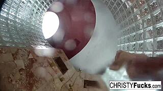 Hot shower fun with Christy, Dahlia, Ivan.