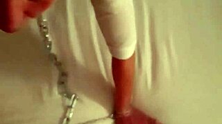 Milf in Leather Skirt Chained for Anal and Facial