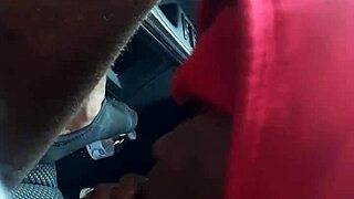 Sloppy blowjob in the car with ebony girl