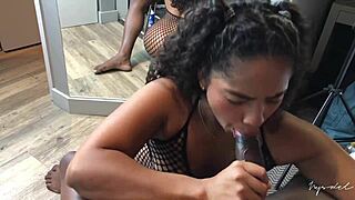 amateur couple shares sloppy blowjob and ball licking with boyfriend's big cock