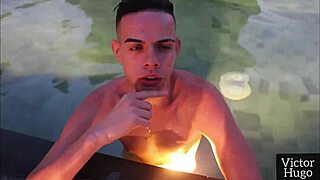 Victor Hugo and Cel Baez have fun after swimming