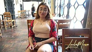 Leela Moon Flashes Tits and Pussy in Public Street for First Time Experience