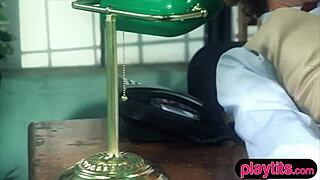 Blonde manager seduces guy for wild office doggystyle action