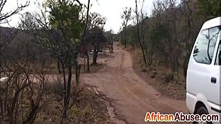 I watch that horny african babe blowin' white cock in the car, man!