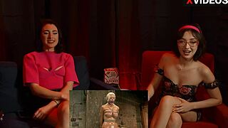 Three hotties say, Wow, that bdsm porn is hot!