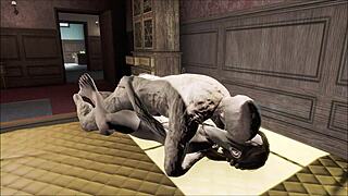 Elie bends over for old ghoul in Fallout 4 scene.