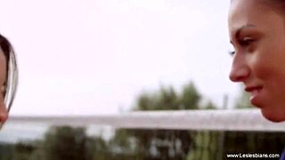 Redhead and brunette lesbians finger each other in arousing sex moment