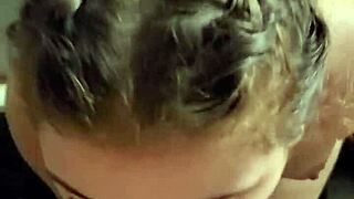 Hot Brunette In Pigtails Gives Intense Blowjob In RV