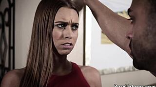 Beautiful glam teen 18+ gets DRILLED in taboo threeway with milf!