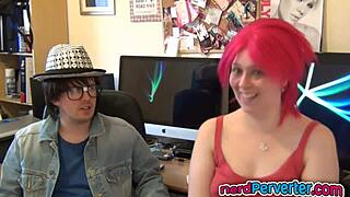 Foxy british babe sucks nerds cock