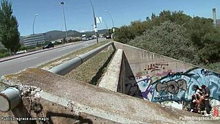 beautiful latina bound and anal fucked outdoors in public