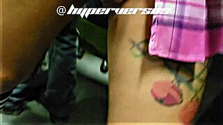 mexican woman masturbates on the subway while showing her panties and breasts.