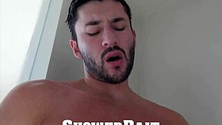 str8 guy gets fucked in the shower while spied on