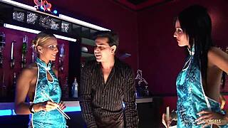 lucky guy bangs two horny sluts in the club