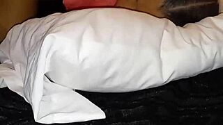 Ebony teen 18+ slut seduces neighbor for quick fucking session in the backyard