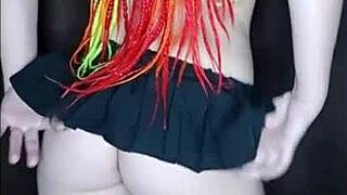 striptease turns into wild masturbation with clothes ripped off