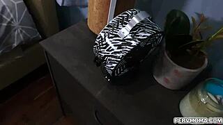 stepmom catches stepson with panties and rides him cowgirl