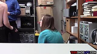 mall cop catches young couple stealing and fucking in hidden cam reality.