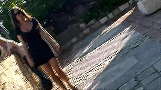 Bdsm model alex zothberg walks in antibes with skinny heels legs