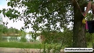 She's rubbing in all the right places outdoors