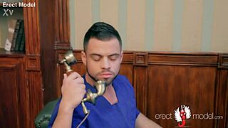 Xxx gay doctor man masterbating right on the work-table