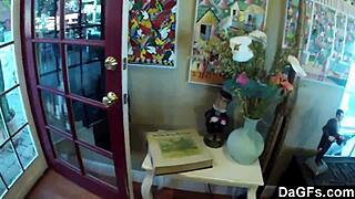 dagfs getting blown at parents house outdoors