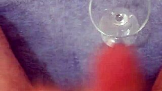 i'm masturbating alone and shooting my cum right into this glass, feeling every sensation