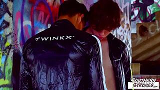 Luke geer outdoor fucks cute skinny twink after blowjob