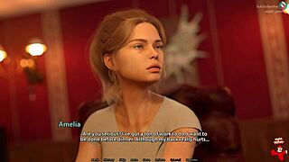 in this golden mean episode, a redhead character explores in lingerie during the 3d game adventure.