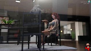 in this golden mean episode, a redhead character explores in lingerie during the 3d game adventure.