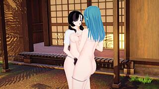 Dragon ball - maron and videl lesbian adventure with maron solo masturbation