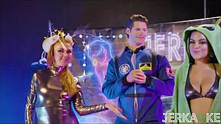 in this jerkaoke, sexy babe armani dream is getting fucked hard in space