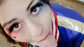 harley quinn gets captured. she seduces the guard, milks him, and escapes full of cum