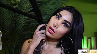 Busty trans beauty passionately sucks dick before sex