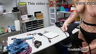 Tattooed Milf In Fishnets Gets Oral Cock At The Office