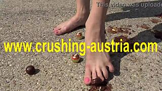 Amber's foot food fetish outdoors