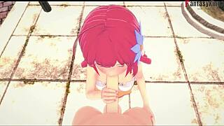 I-I gave Dola Stephanie a public blowjob in POV from No Game No Life