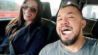 i saw this milf bitch fuck the uber passenger outdoor, shaved pussy and all