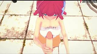 I-I gave Dola Stephanie a public blowjob in POV from No Game No Life